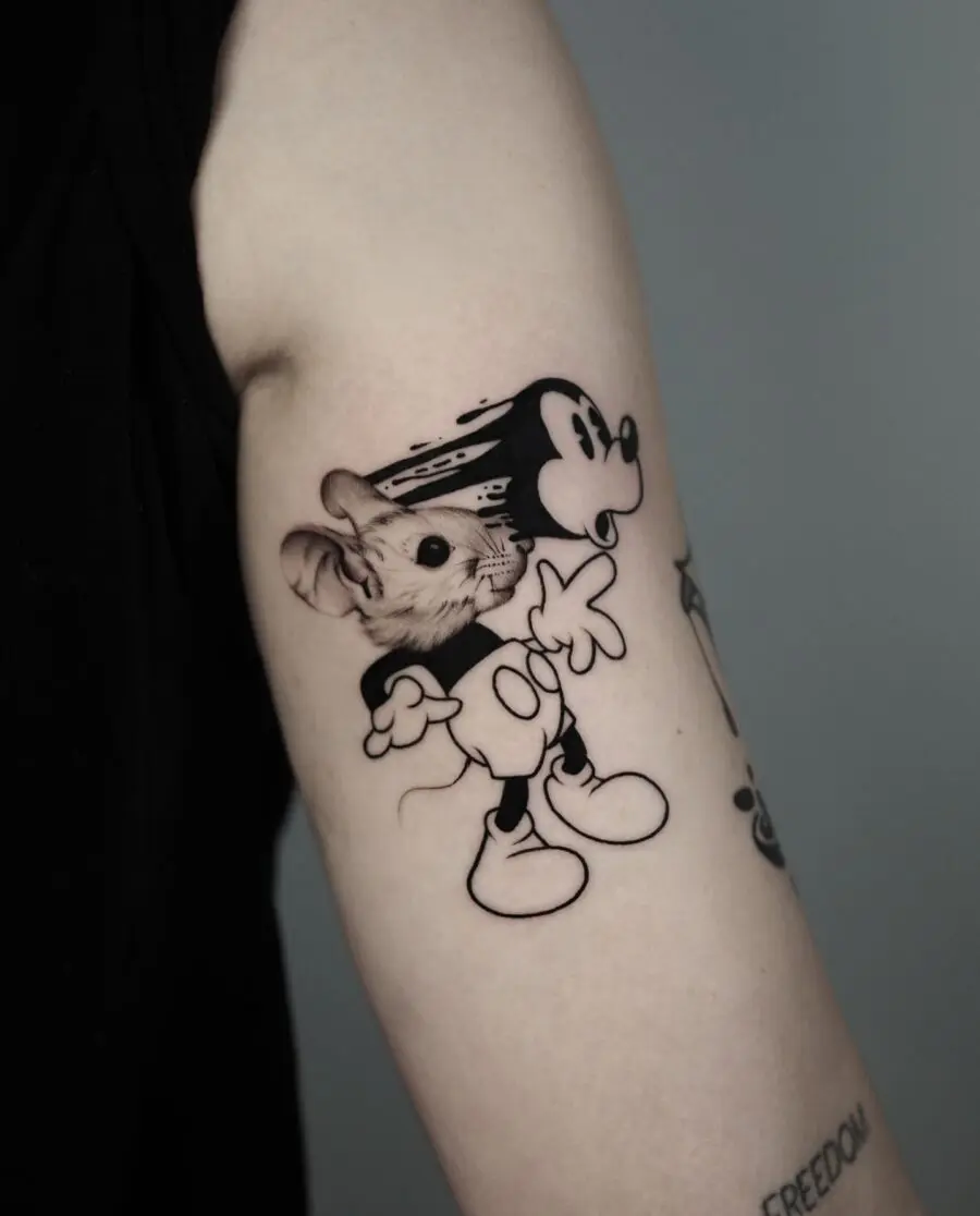 Whimsical Mickey Mouse Cartoon Tattoo Design