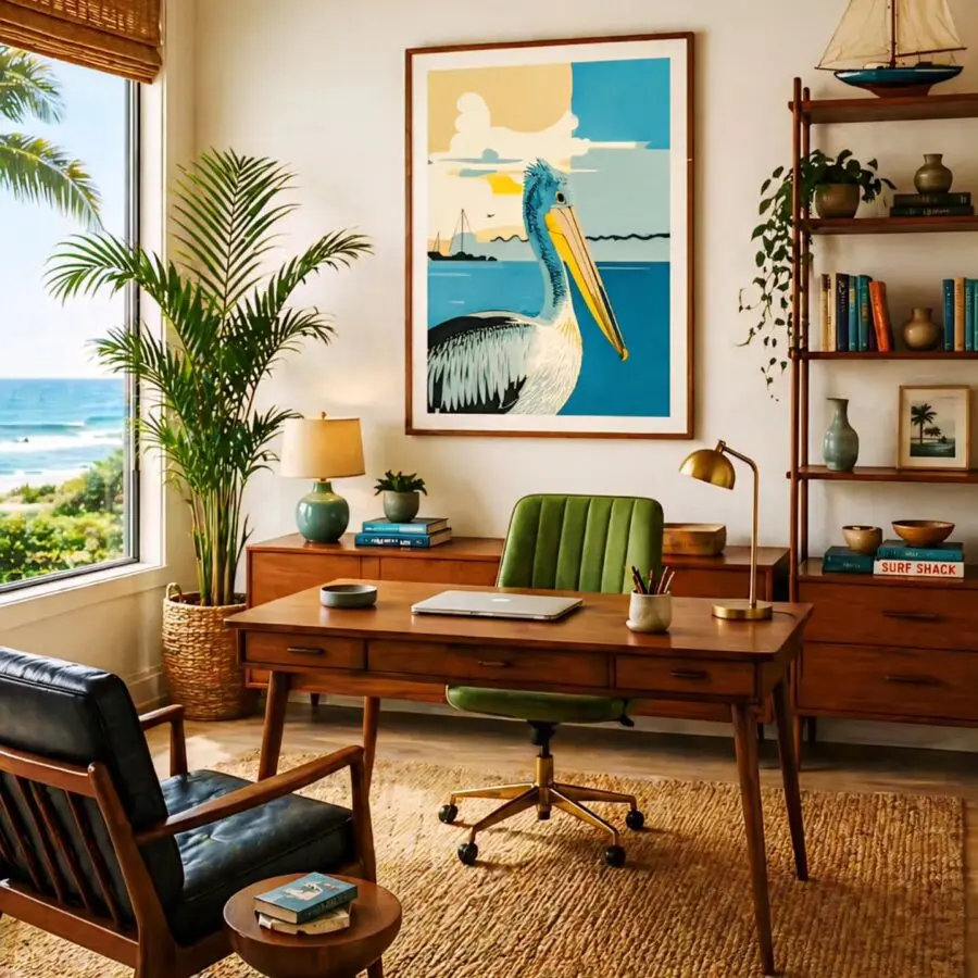 Bright and breezy mid-century office retreat