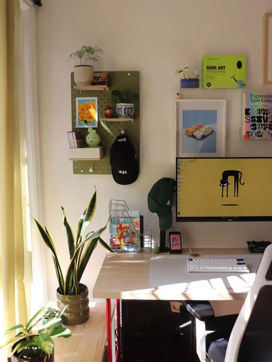 Bright and playful mid-century office decor