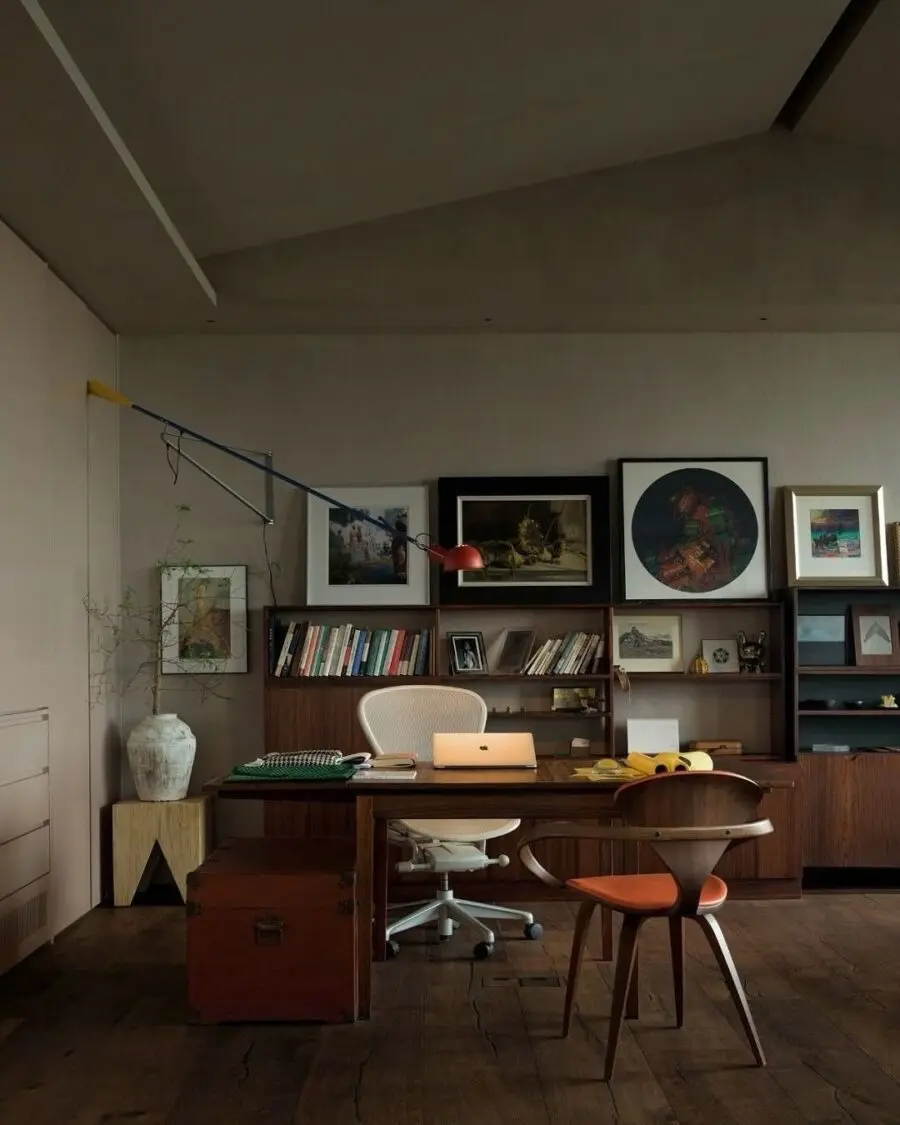 Stylish Mid-Century Modern Office Workspace