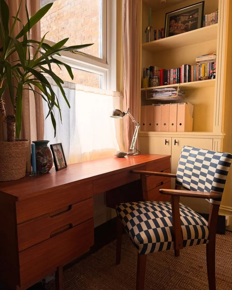 Charming mid-century office with natural light