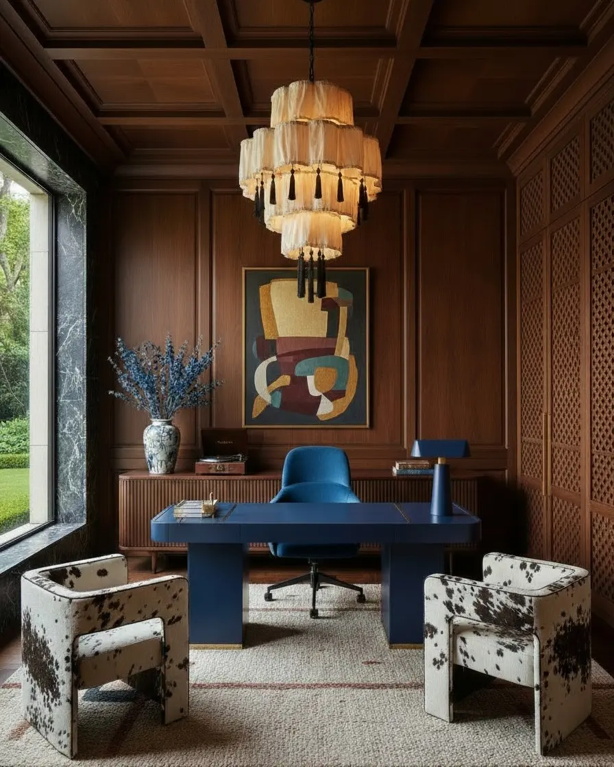 Elegant Mid-Century Office with Bold Features