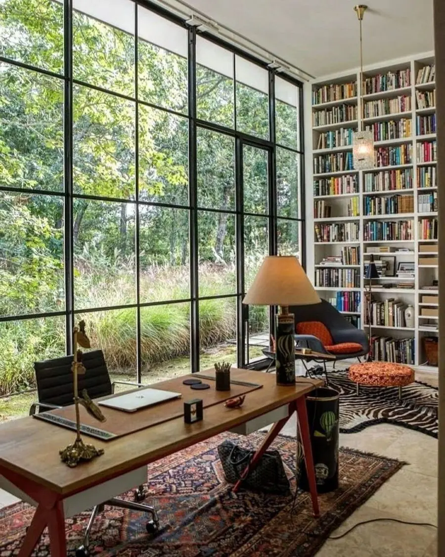 Stylish home office with natural light