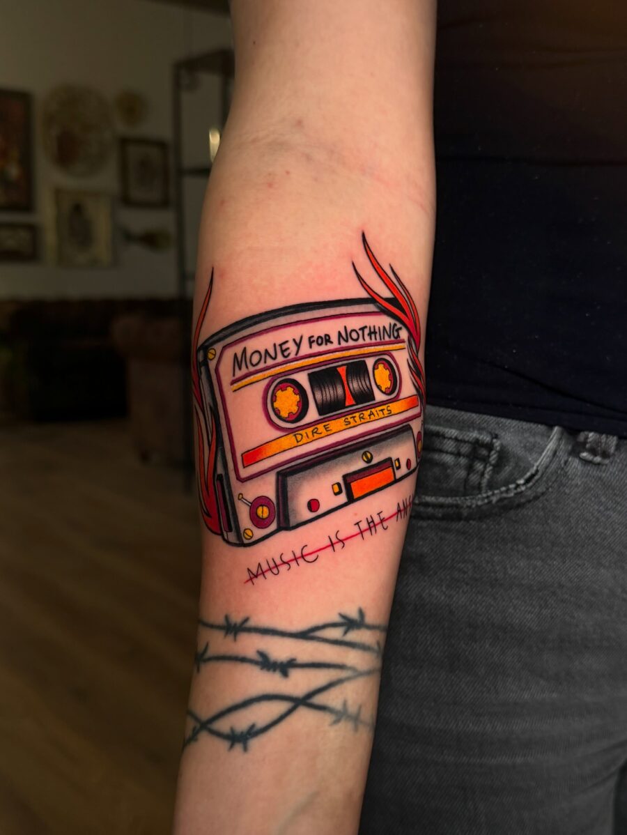 Cool Cassette Tattoo Inspired by Dire Straits