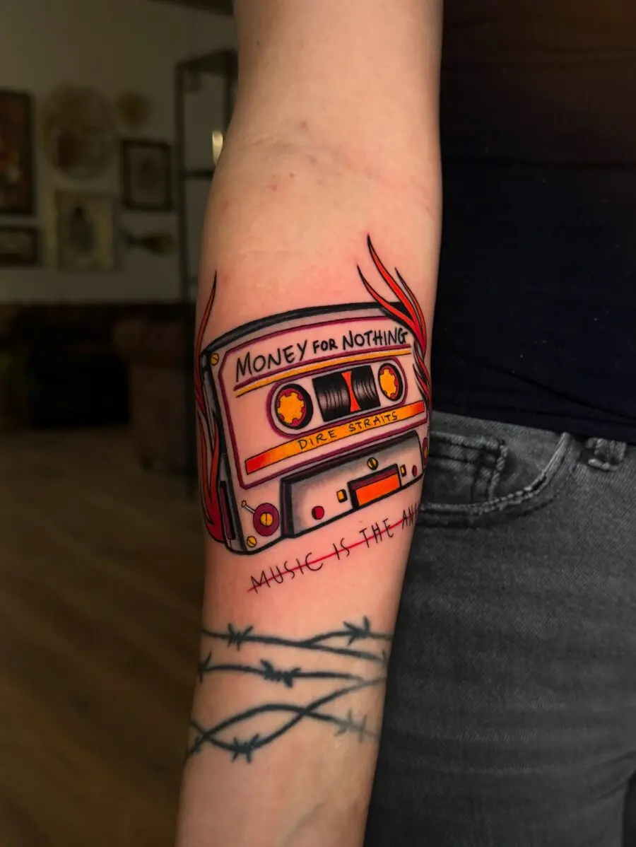 Cool Cassette Tattoo Inspired by Dire Straits