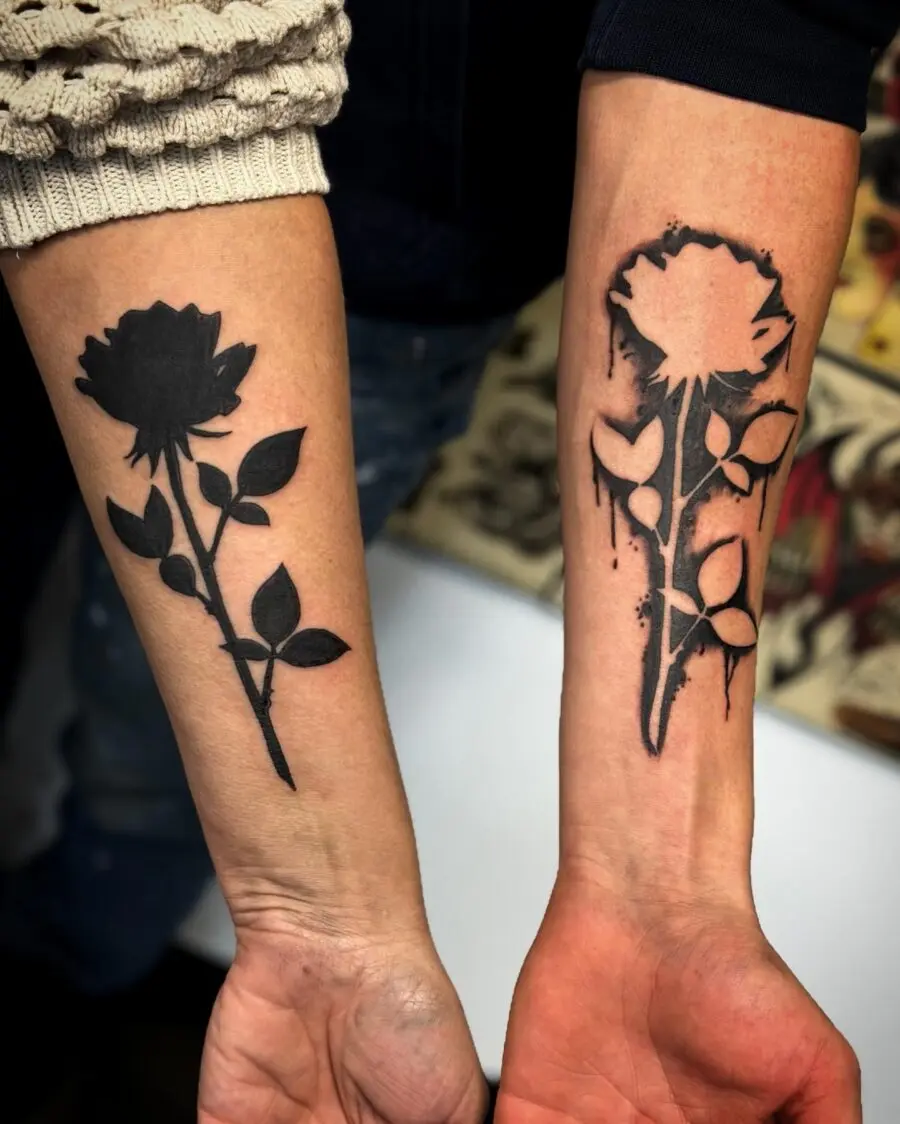 Beautiful black rose tattoos symbolize mother-son bond