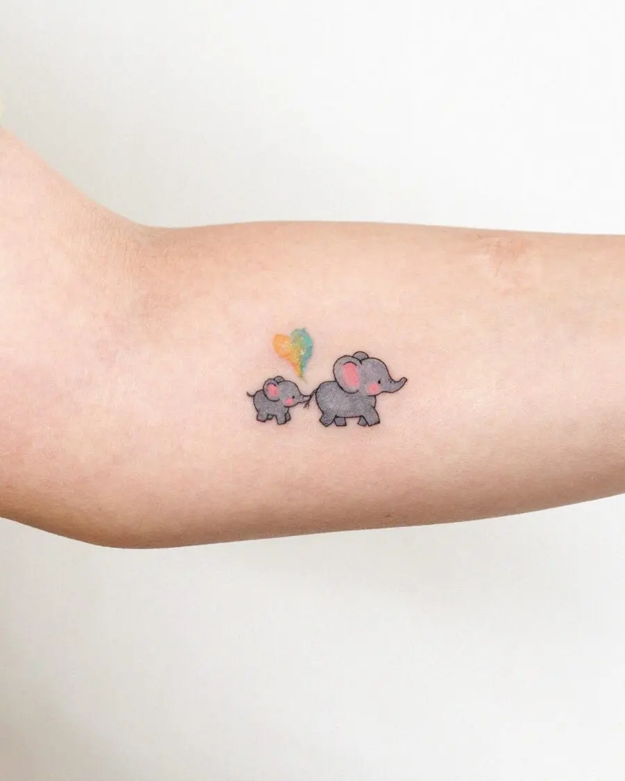 Adorable mother-son elephant tattoo design