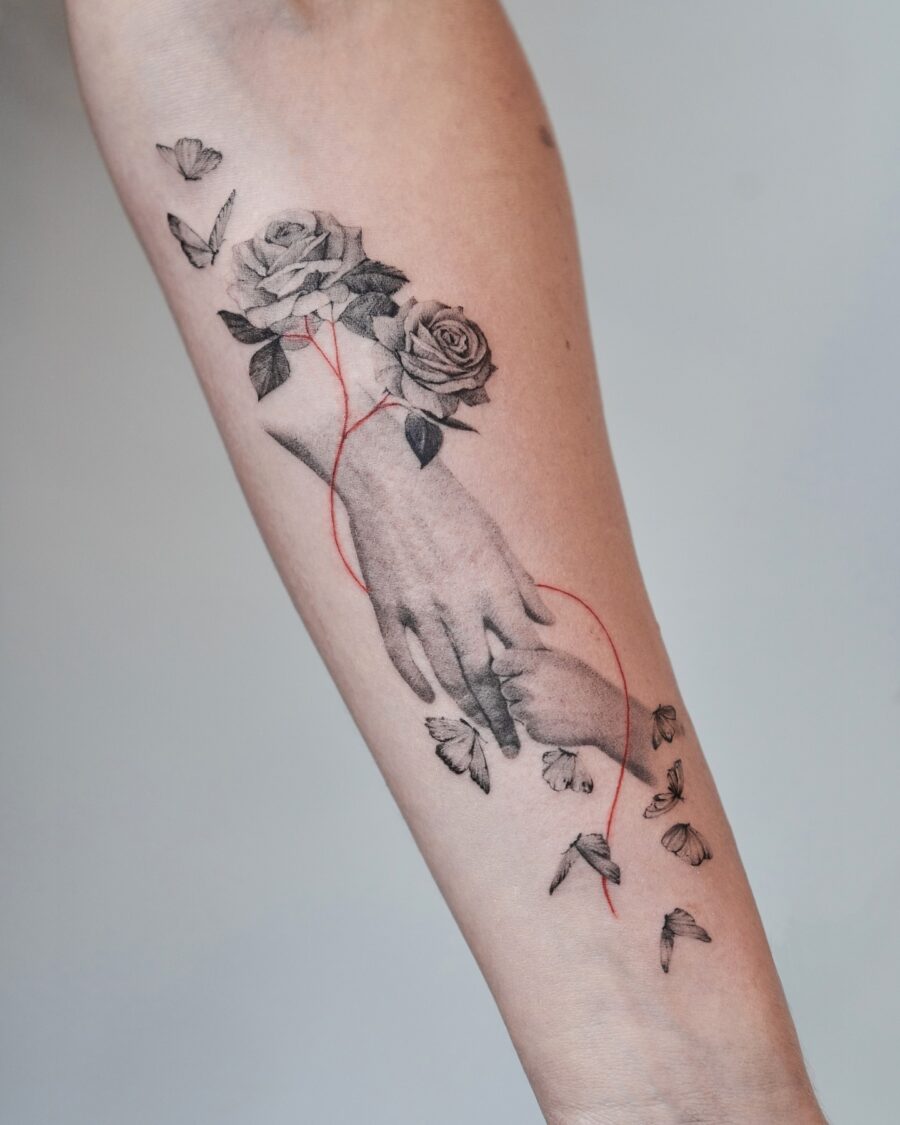 Symbolic bond of love and connection in ink