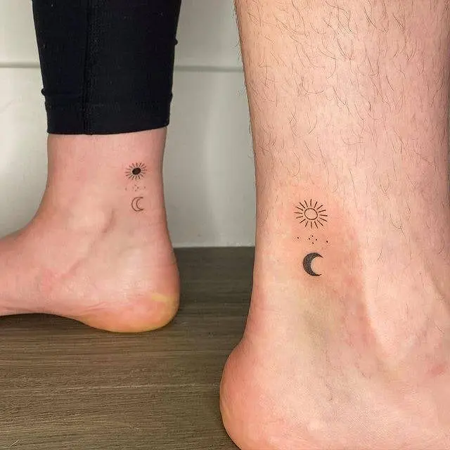 Sun and moon tattoos symbolizing connection