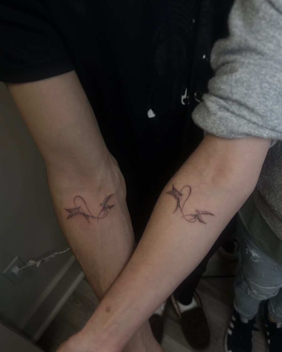 Delicate mother-son tattoos symbolize strong bond