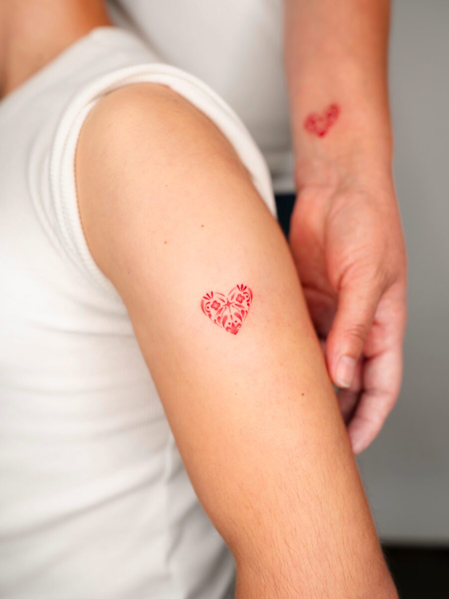 Heart tattoos symbolizing love and connection