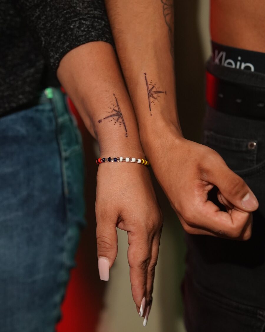 Unique mother-son constellation tattoos in harmony