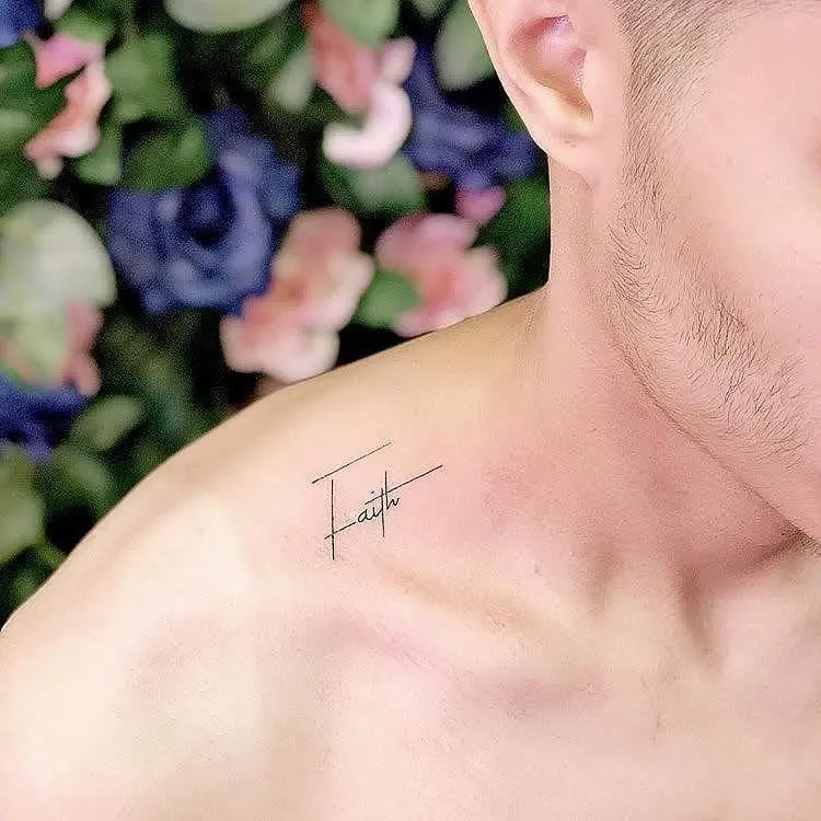 Minimalist tattoo showcasing the word 'Faith'