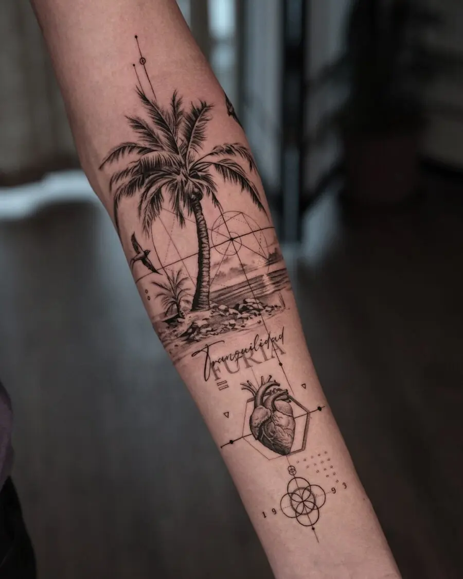 Elegant palm tree with intricate details