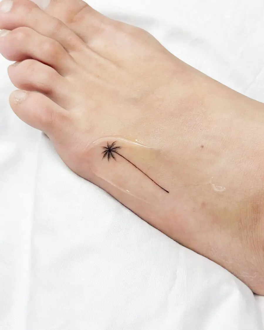 Chic Palm Tree Foot Tattoo for Minimalist Style