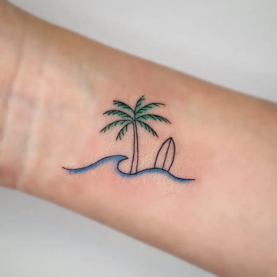 Charming minimalistic palm tree tattoo design