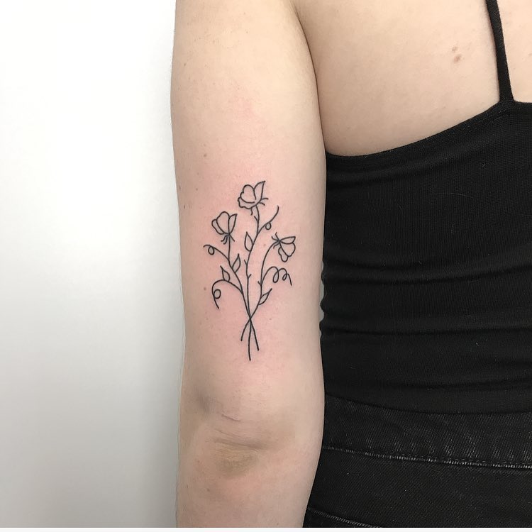 Elegant Minimalist Petunia Floral Tattoo Design
