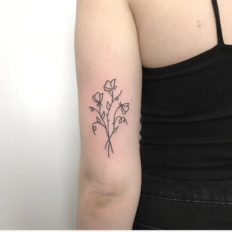Elegant Minimalist Petunia Floral Tattoo Design