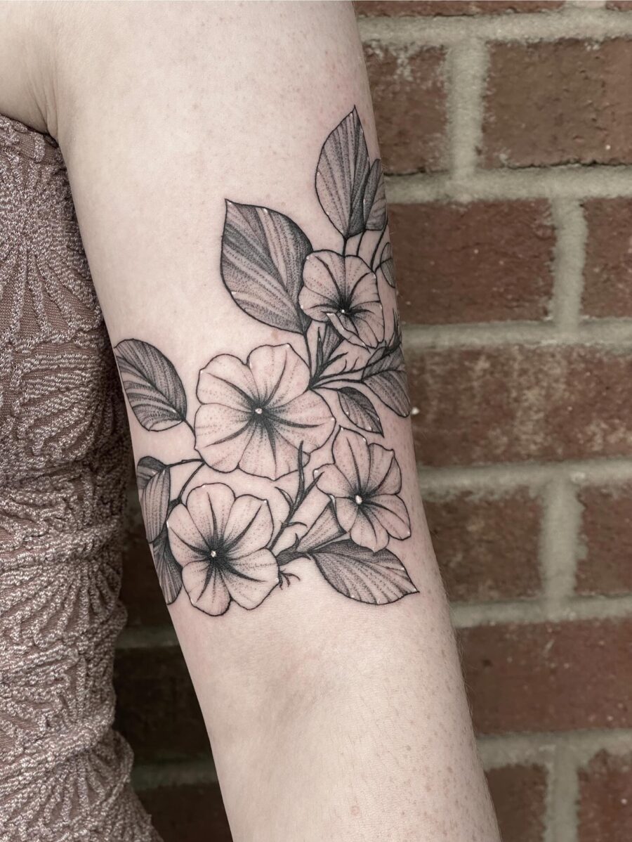 Elegant Petunia Tattoo with Delicate Detailing