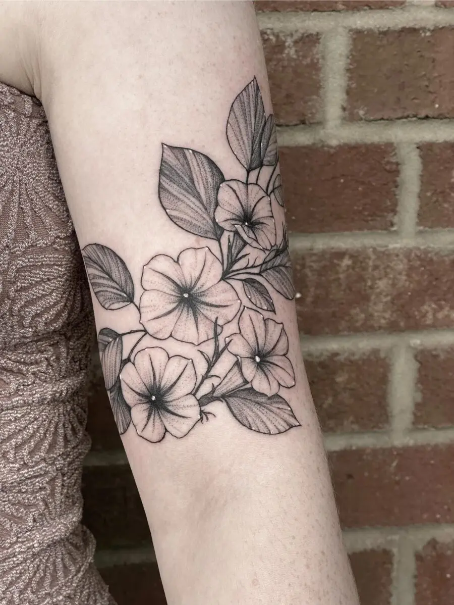 Elegant Petunia Tattoo with Delicate Detailing