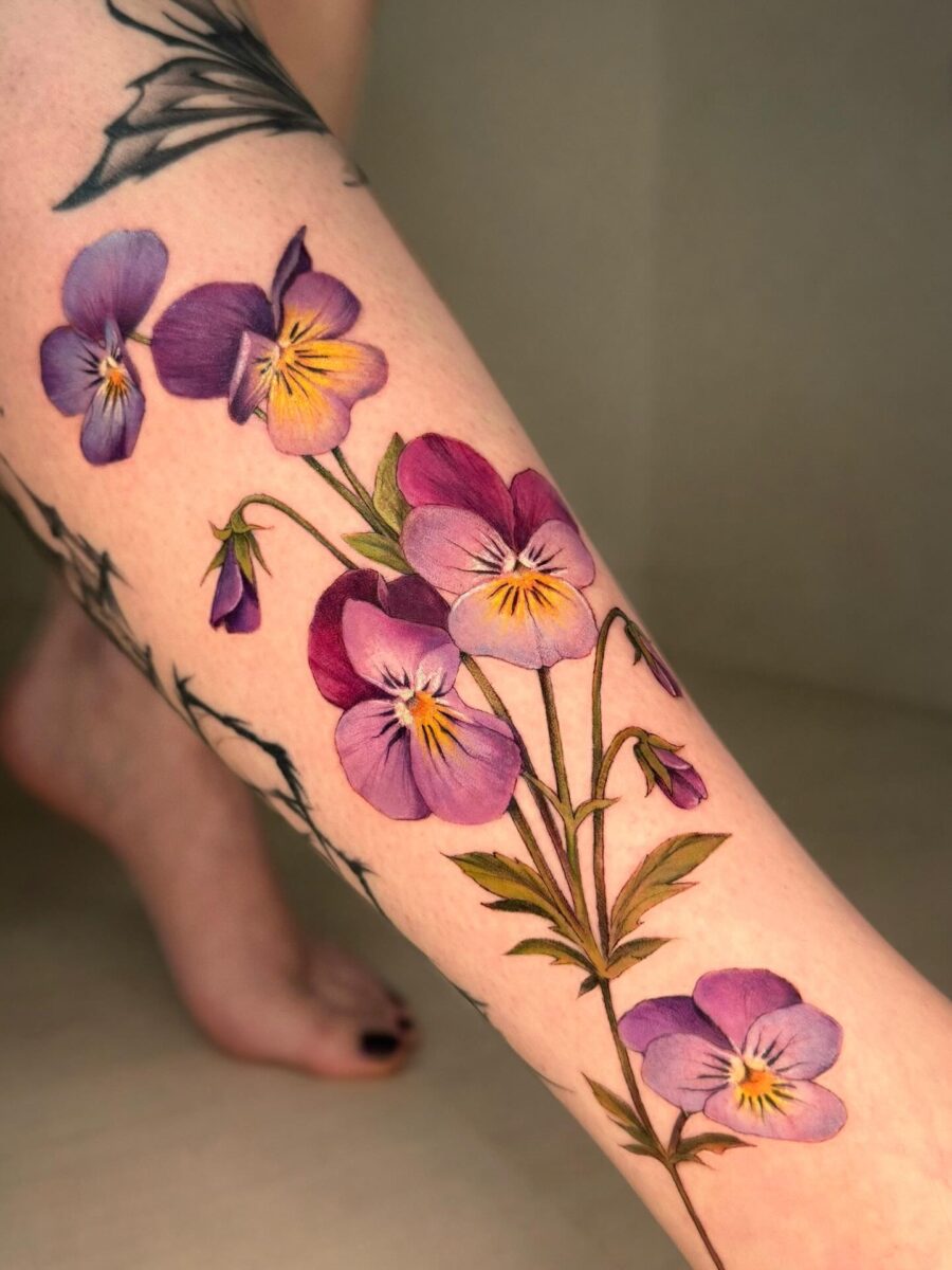 Vibrant Petunia Tattoo Showcasing Floral Beauty