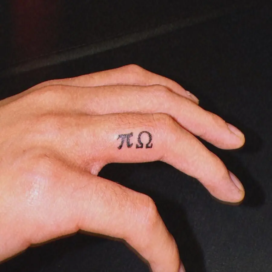 Minimalist Pi and Omega Symbol Tattoo