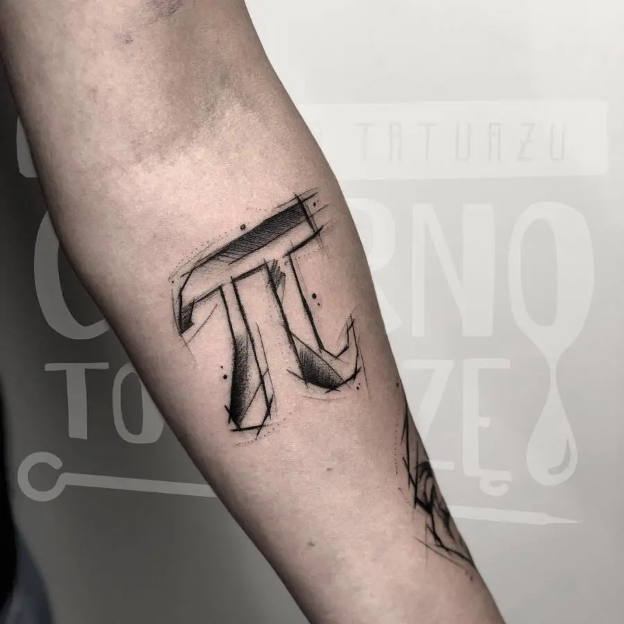 Stylish Pi Symbol Tattoo in Black Ink