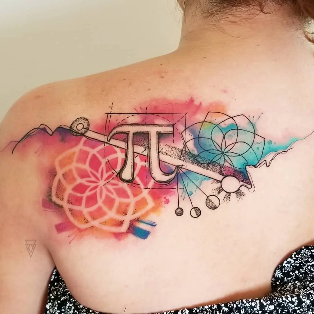 Artistic Pi Tattoo with Vibrant Colors