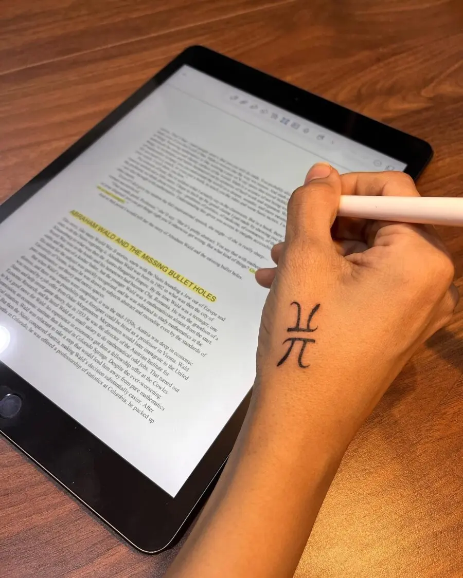 Stylish Pi Symbol Tattoo on Wrist