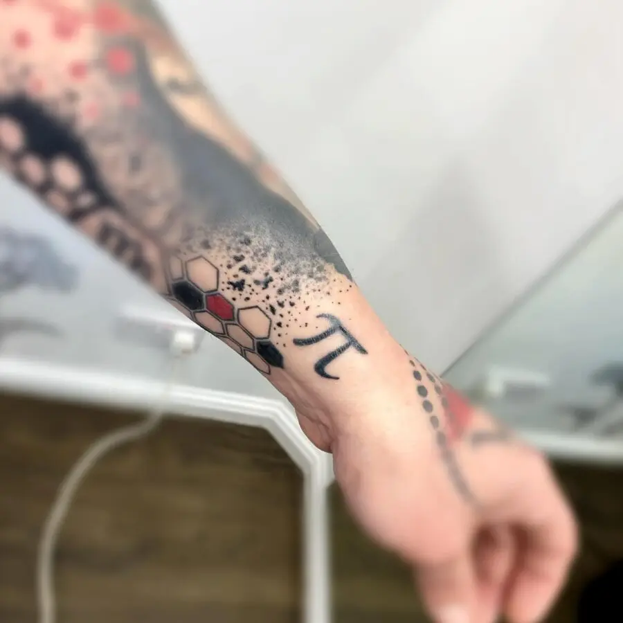 Intricate Pi Tattoo with Geometric Elements