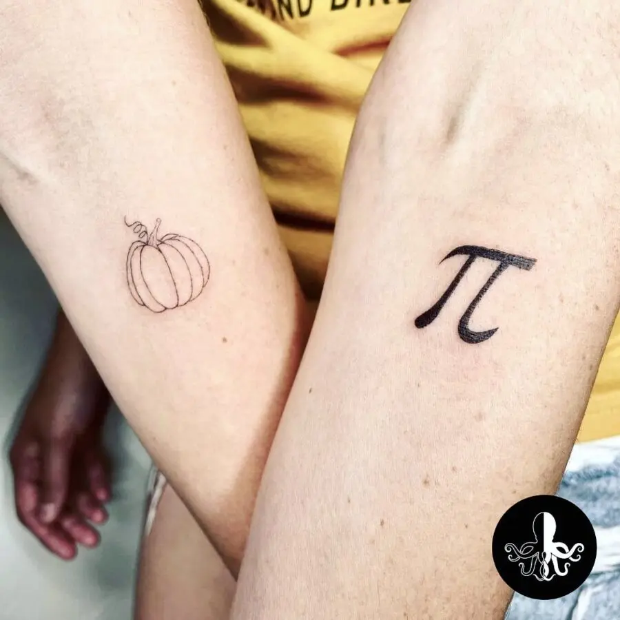 Minimalist Pi and Pumpkin Tattoo Design