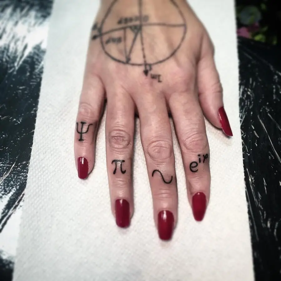 Elegant pi tattoos with geometric flair
