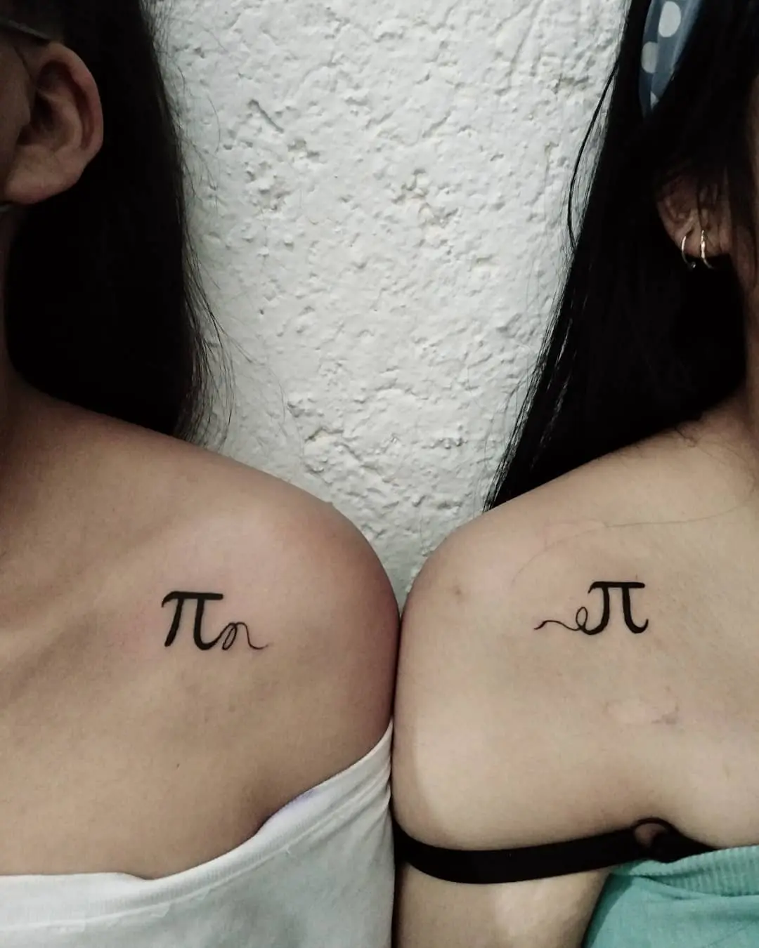 Elegant Pi Tattoos on Shoulders in Harmony