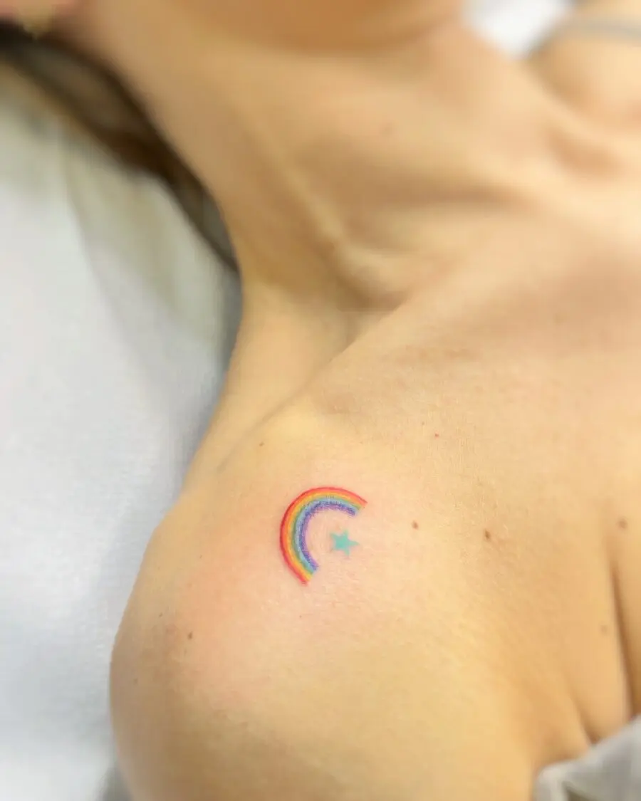 Vibrant Rainbow Baby Tattoo on Skin