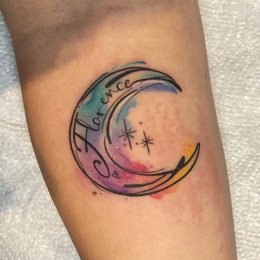 A colorful crescent moon with a personal touch