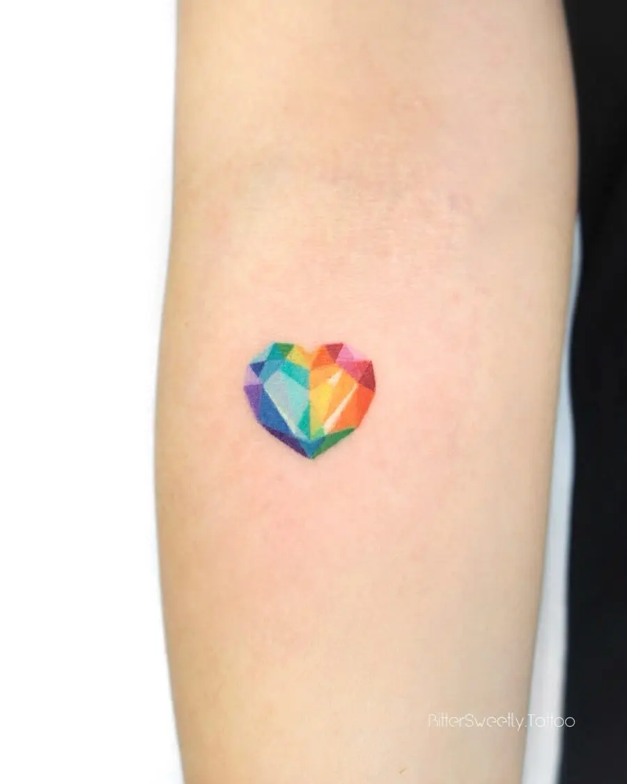 Vibrant heart tattoo symbolizing joy and hope