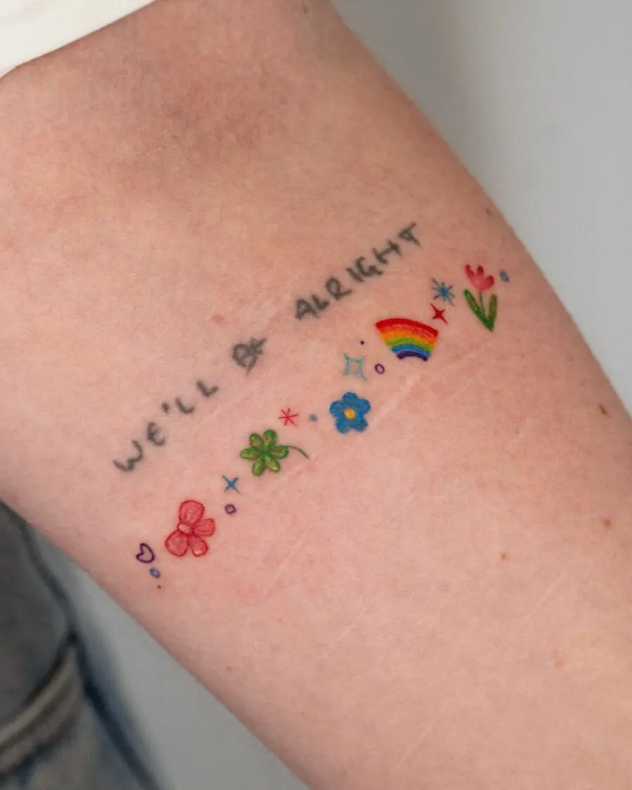 Colorful tattoo celebrating hope and love