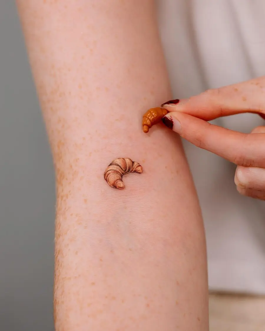 Stunning Realistic Croissant Tattoo on Skin