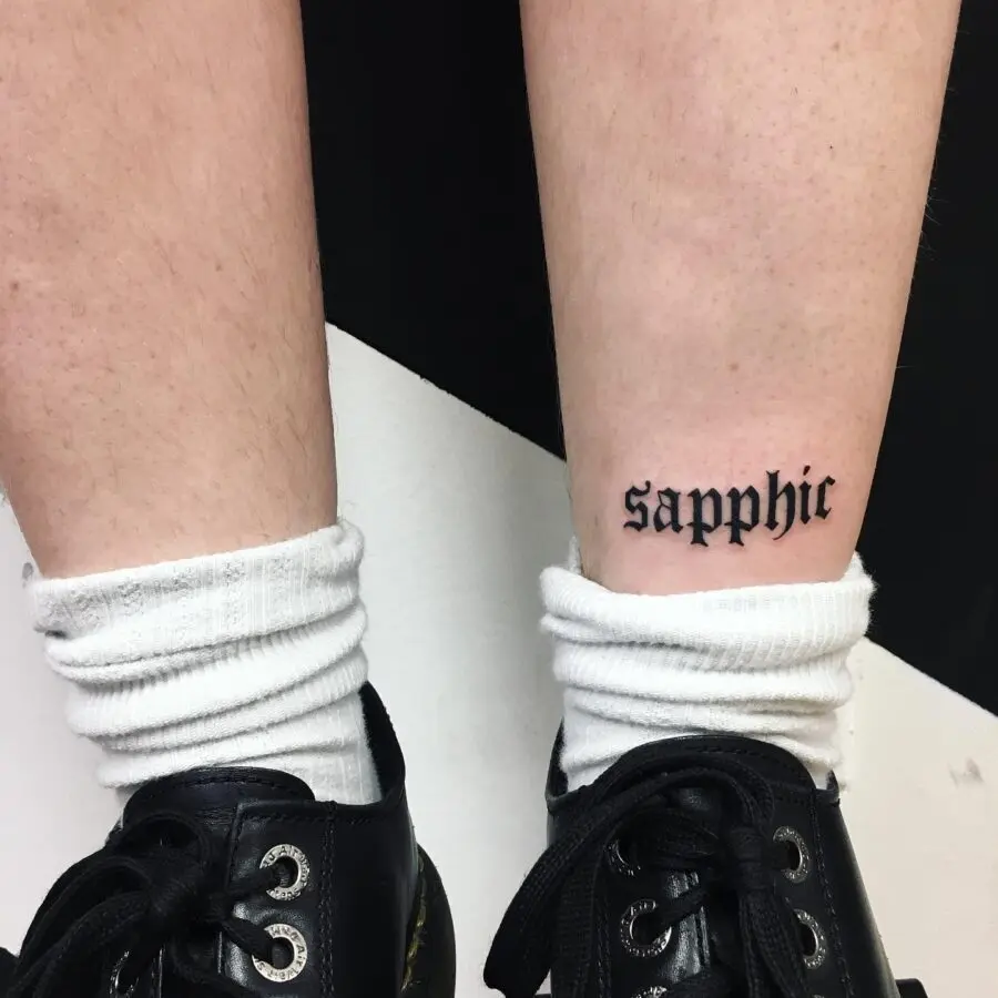 Minimalist 'Sapphic' Tattoo on Ankle