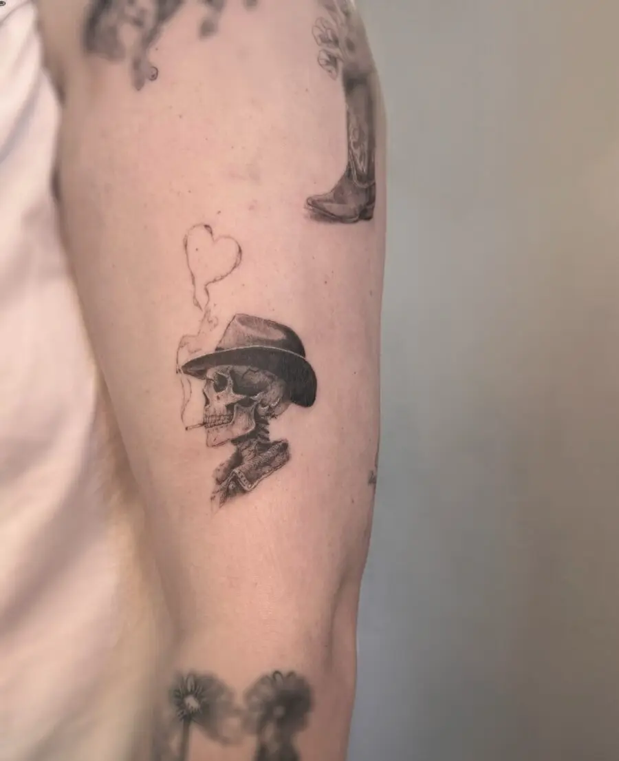 Stylish skull tattoo with a vintage flair