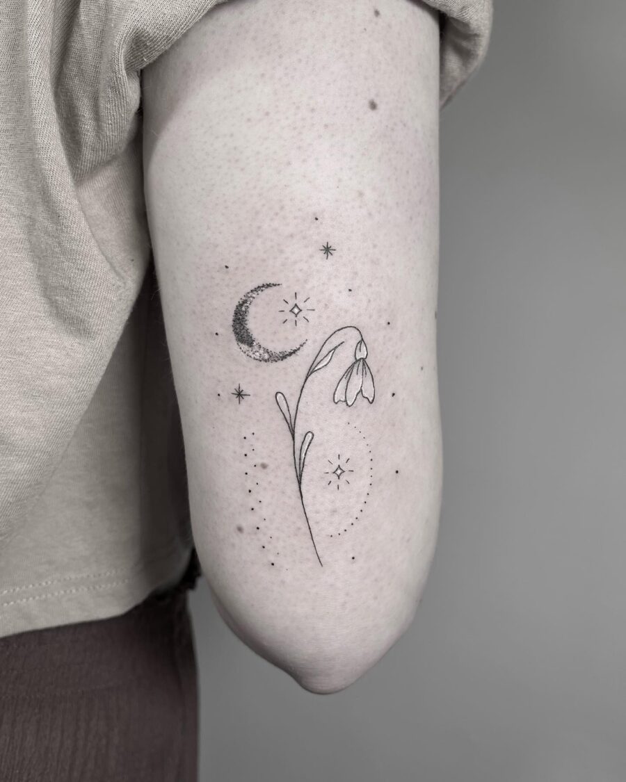 Delicate snowdrop with celestial elements