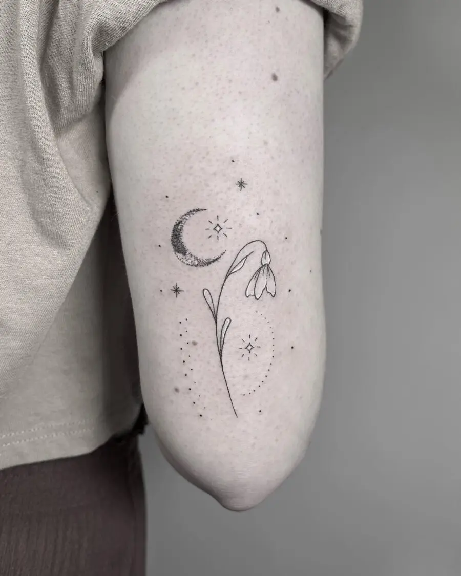 Delicate snowdrop with celestial elements
