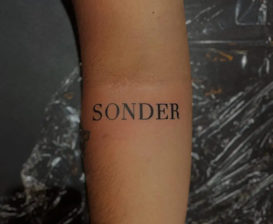 Inked expression of the word 'Sonder'