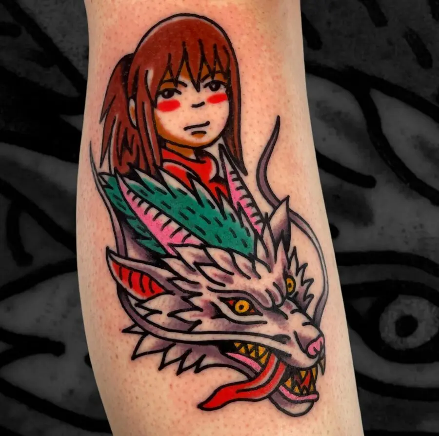Dynamic Spirited Away Dragon Character Tattoo