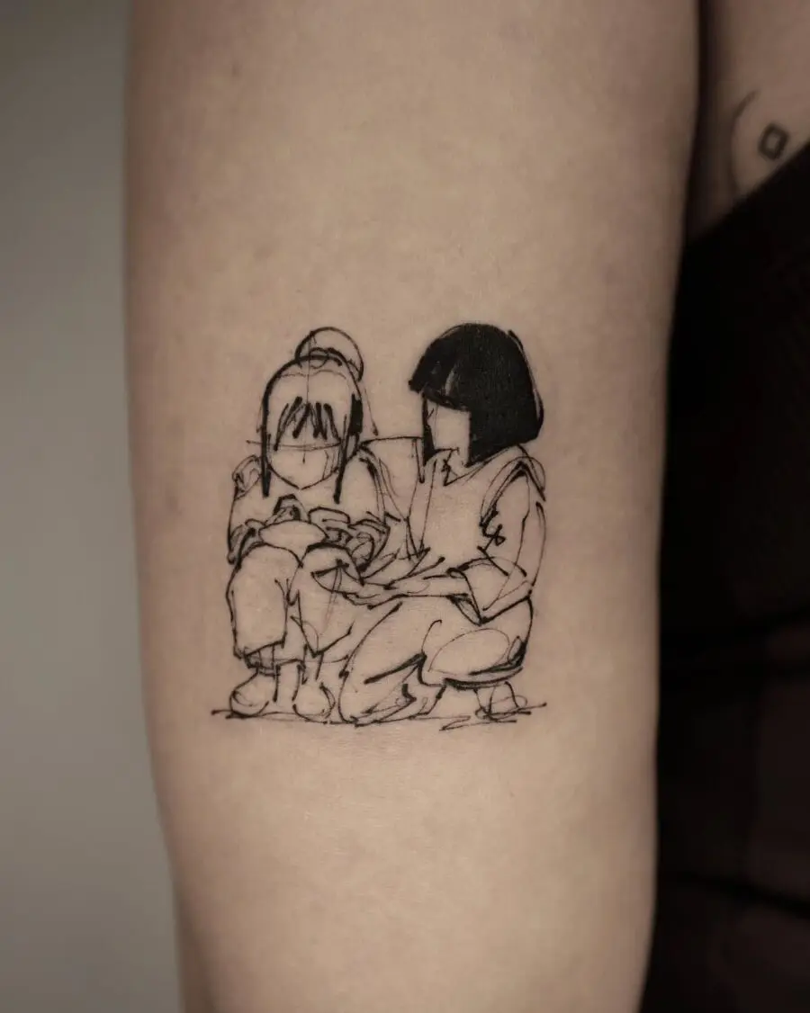 Charming duo from Spirited Away tattoo design