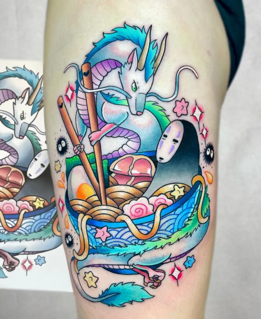 Colorful Spirited Away Dragon Tattoo Design