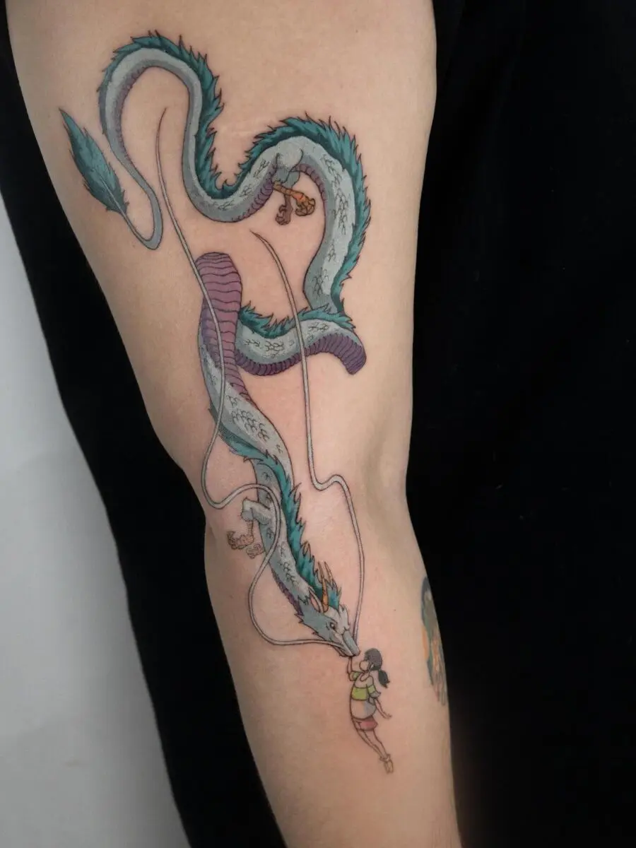 Vibrant Spirited Away Dragon Tattoo Design