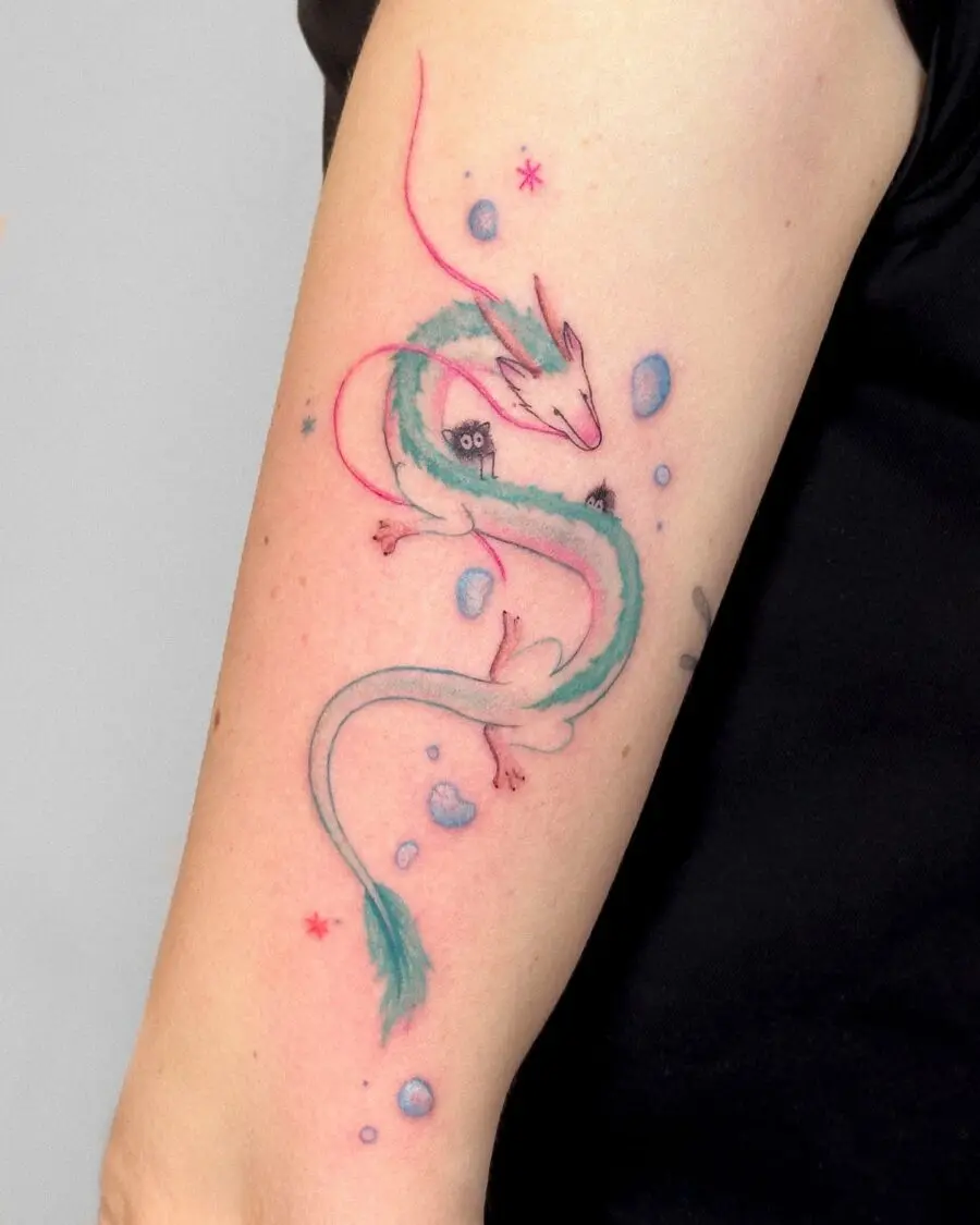 Colorful Spirited Away Dragon Tattoo Design