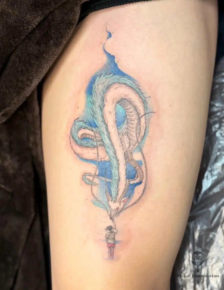 Majestic dragon tattoo inspired by Spirited Away