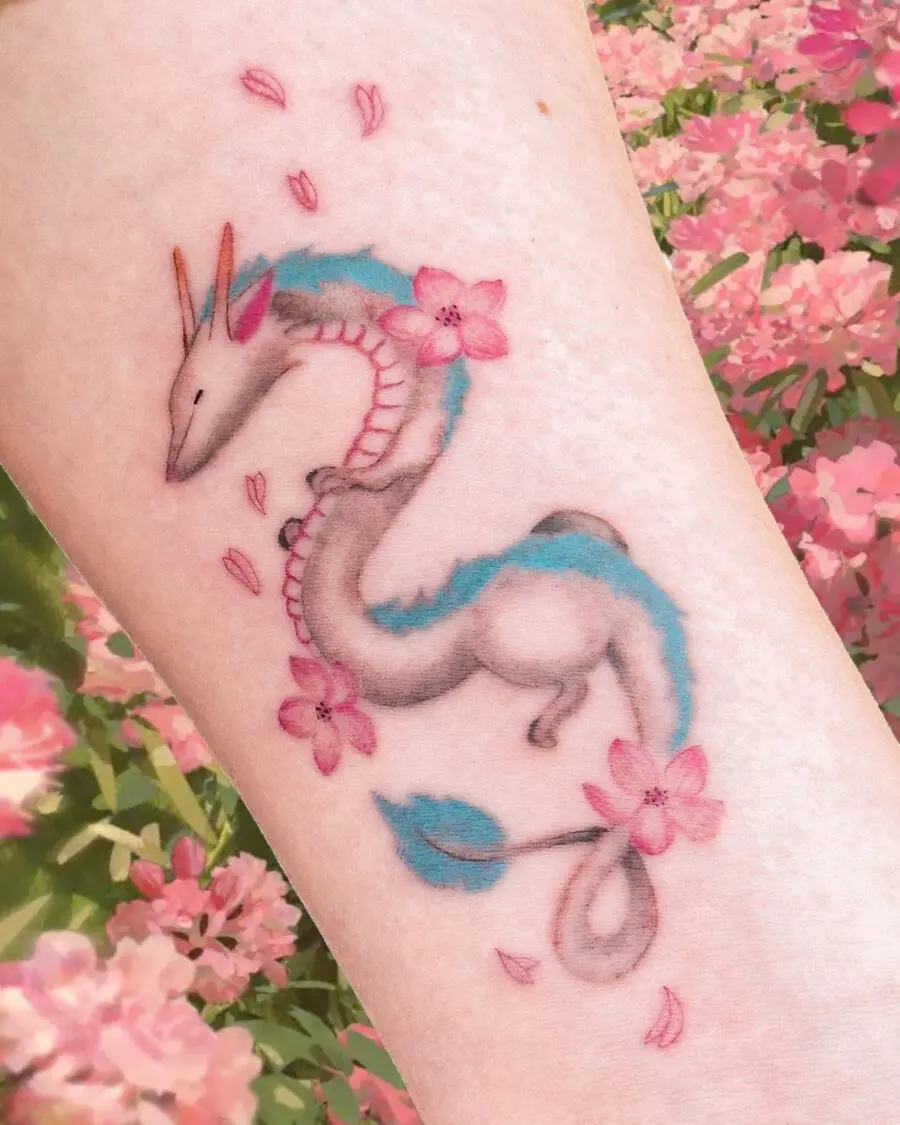 Whimsical tattoo of the Spirited Away dragon